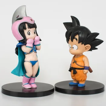 

dragon ball Z Childhood Son Goku & Chichi 16CM PVC action figure Anime model 2pcs/set car decoration Collectible toy gifts