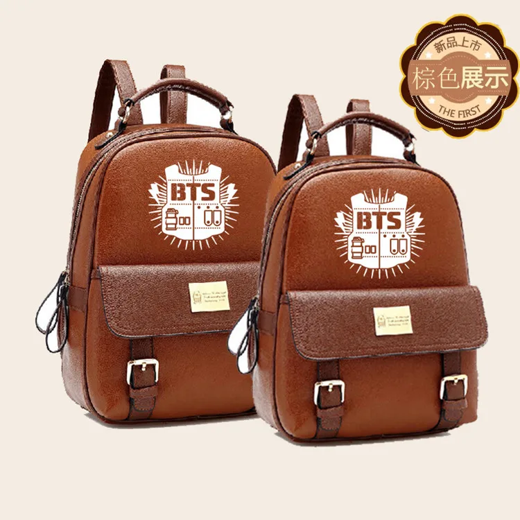 

Promotion New fashion Bangtan Boys knapsack New kpop bag star goods BTS backpack High Quality PU schoolbag korea student bags
