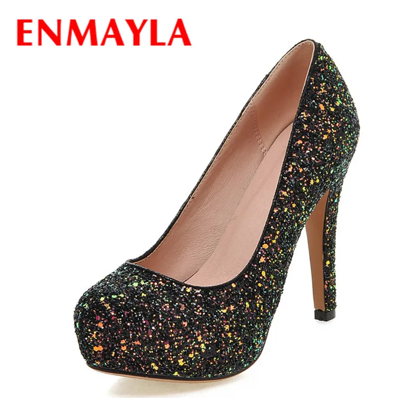 sequin platform heels