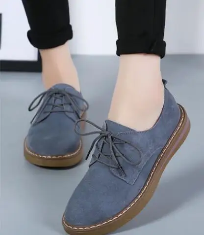 New Genuine Leather Women Flat Shoes Lace up Autumn Sneakers Oxford Shoes Female Moccasins Casual Flat retro women shoes