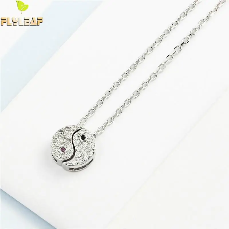 

Flyleaf 925 Sterling Silver Tai Chi Gossip Zircon Micro-inlay Necklace Women Chain Fine Jewelry Simple Necklaces & Pendants