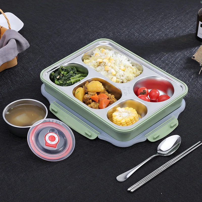 5 Gird Lunch Box Containers With Compartments Portable 304 Stainless