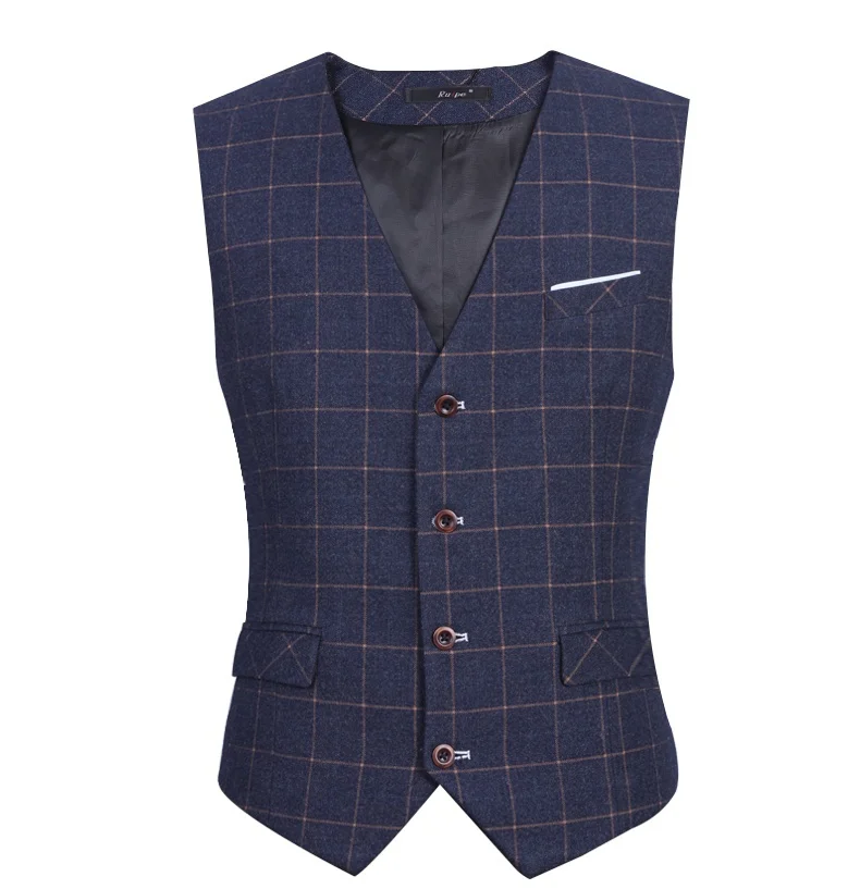 

Summer Fall Handsome Mens Business Slim Sleeveless Check Waistcoat , Vest Coat For Men , Male Spring Fit Plaid Suit Vests