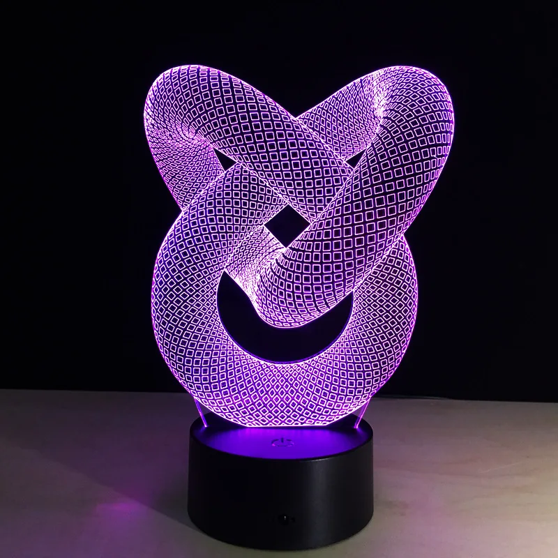 Abstract Circle Love Knot Bulbing 3D LED Light Hologram Illusion 7 Colors Change Decor Lamp Best Night Light Gift For Home Deco 