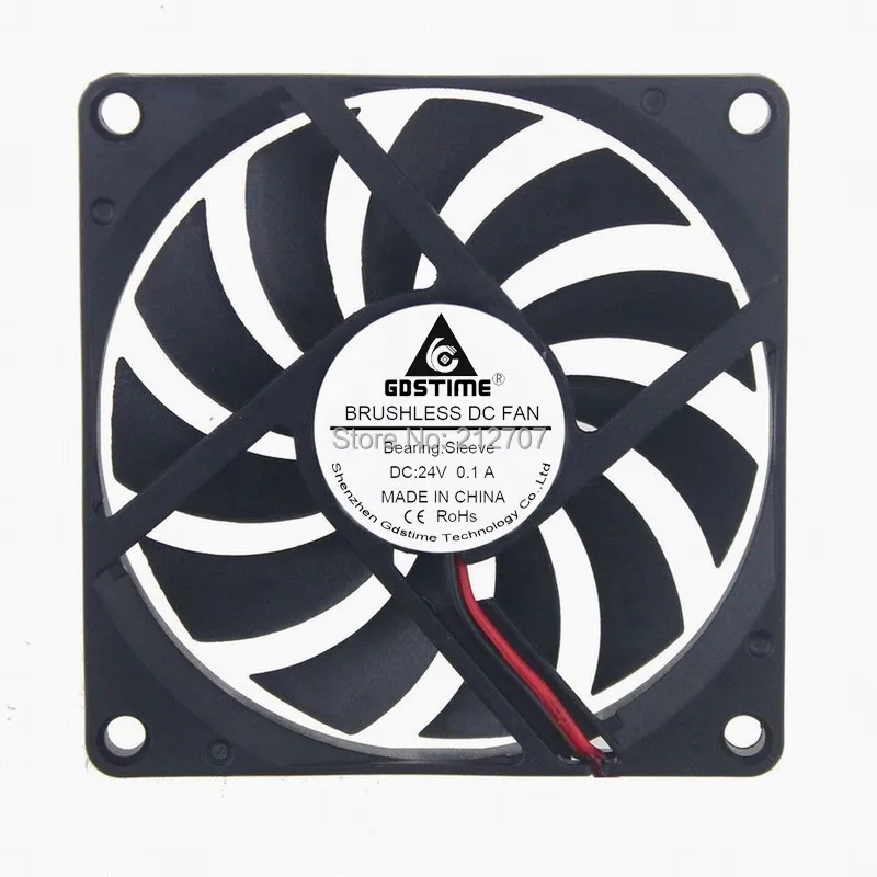 50pcs 5V 80x80x10mm Brushless Computer Cooling Fan 80mm 8cm Free shipping 2pin