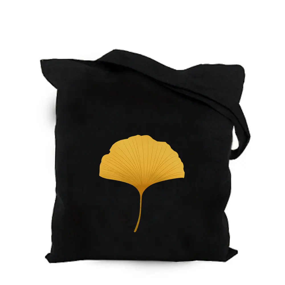 2019 green plant leaf black cotton canvas bag customized eco girl tote bag custom made shopping bags with logo for men or women  (8)