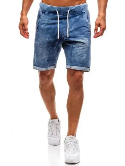 Мужская Уличная одежда, летние джинсовые шорты с несколькими карманами, модные мужские бермуды в стиле хип-хоп, свободные однотонные джинсовые шорты Карго