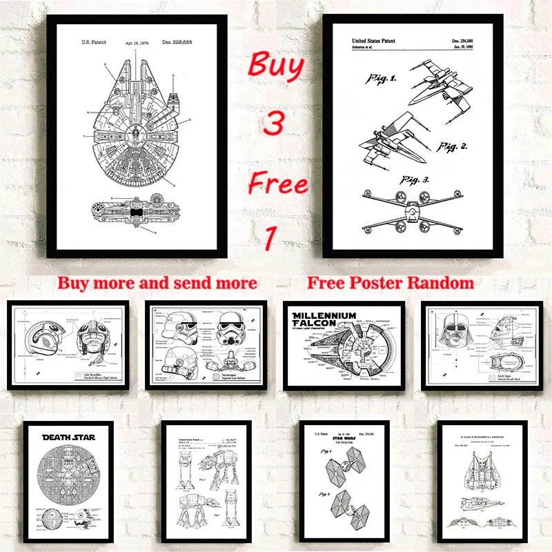 

Star Wars Millennium Falcon Robot R2-D2 Destroyer Poster Cafe Bar Home Decor White Coated Paper Poster Wall Sticker Frameless