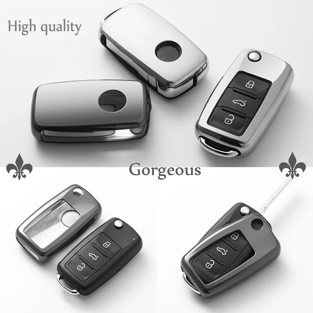 

New TPU Soft Car protection key case cover shell Holder Bag For VW Golf Bora Jetta POLO GOLF Passat Touran Ibiza Leon Octavia