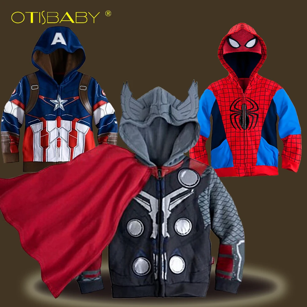 

Boys Clothes Kids America Captain Long Sleeves Coat Outerwear Children Hulk Winter Jacket Boys Batman Spiderman Clothes Teenager