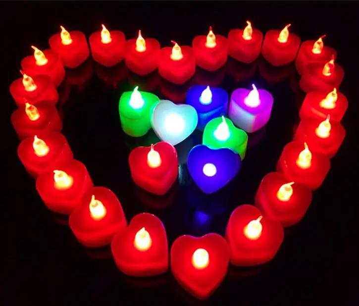 

HEART Shaped LED Tea lights Battery Operated Candles SmartCandle 12PCS