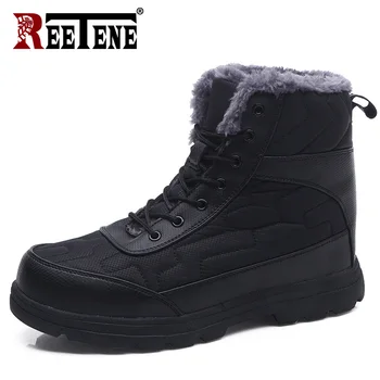 

REETENE New Winter Men Boots Outdoor Snow Ankle Boots Non-slip Waterproof Cotton Boots Big Size Casual Fashion Flock Men Shoes