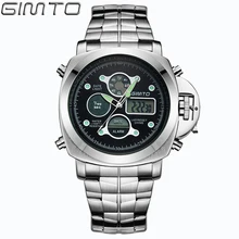 GIMTO brand men sports watches dual display analog digital LED Electronic quartz watches waterproof swimming watch