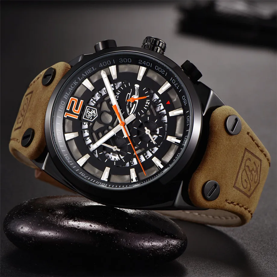 BENYAR Mens Quartz Watch Military 3ATM Waterproof Chronograph Sport Tactical Man Watches Genuine Leather Band Male Clocks (61)