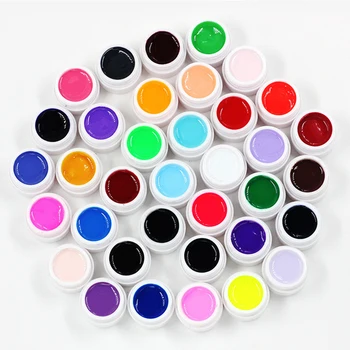

Hot 36 Boxes Solid Color Nail Gel Pure Colors UV Gel Shiny Extension Longlasting Nail Art Tips Glue Nail Painting Polish Varnish