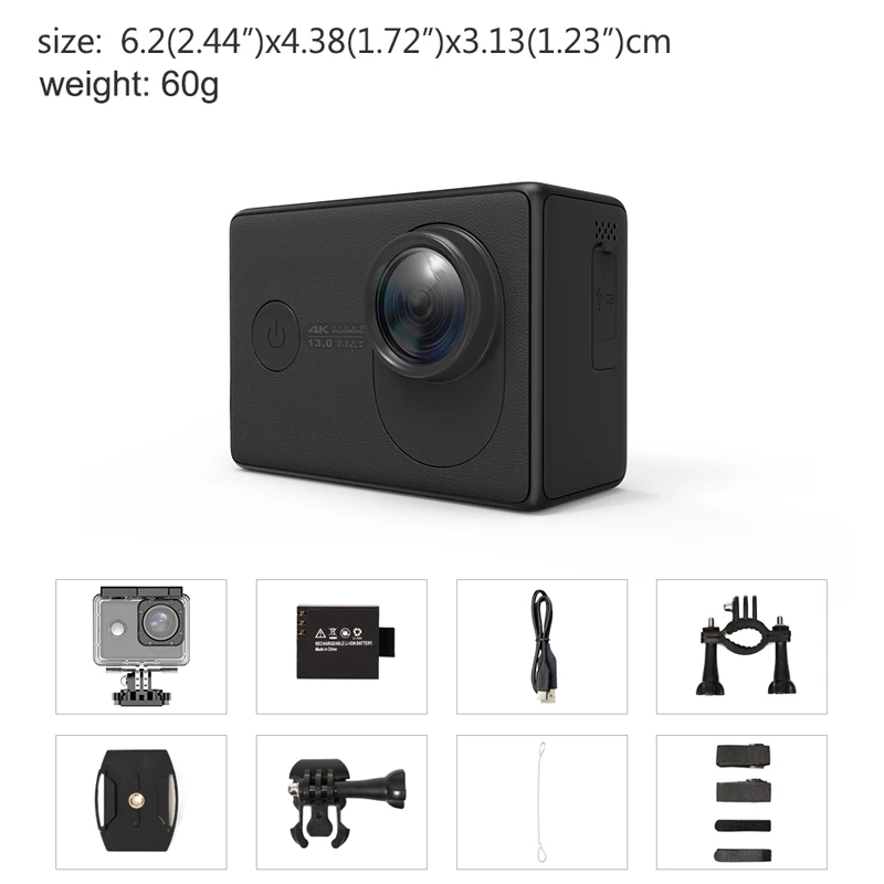 Высокая Великий вид действия Камера 4 K/30FPS 2 0 'Экран 1080 p водонепроницаемый Cam