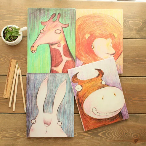 Kawaii Lucu Singa Kelinci Jerapah Sapi Hewan Pola Seri Susu Buku