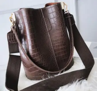 

Women bag with Colorful Strap Bucket Bag Women PU Leather Luxury Brand Ladies Handbag Cross Buns