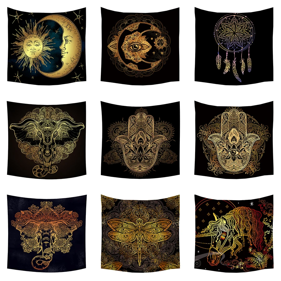 

Boniu 18 Style Moon Sun Elephant Printed Large Wall Tapestry Cheap Wall Hanging Bohemian Wall Tapestries Mandala Wall Art Decor