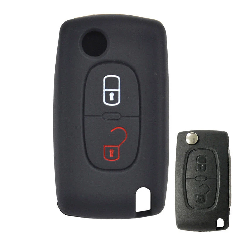 

1pcs Silicone Shell Remote Key Case Cover For 207 307 807 Citroen C3 2 Button