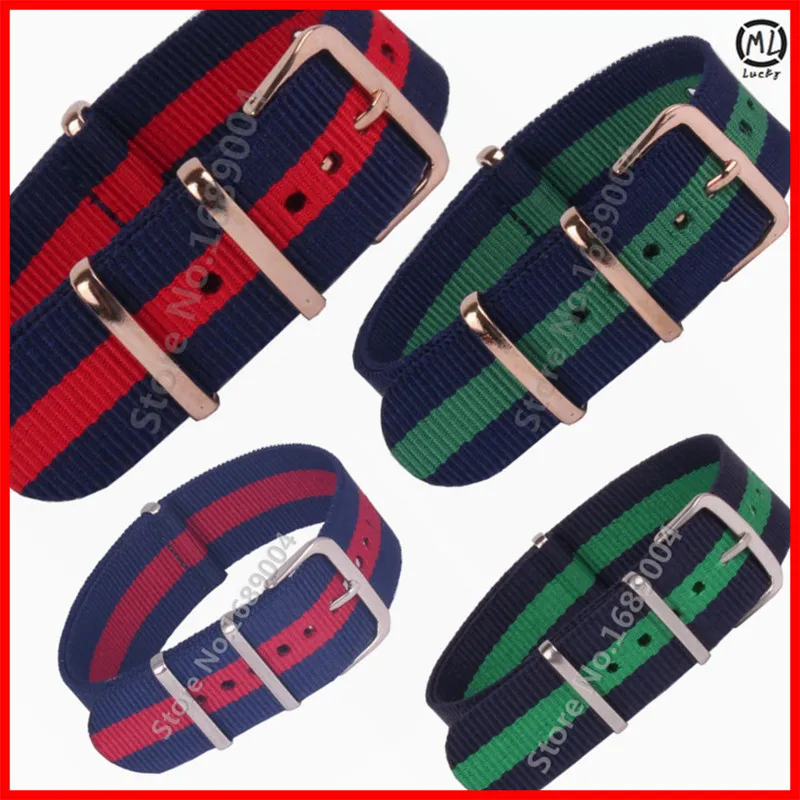 

New Arrive Rose Gold Buckle watchbands 12/14/16/18/20/22/24mm Watch Strap nato Nylon Bracelet Watch Band 18 mm Belt Wholesale