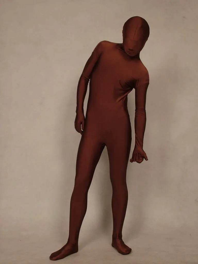 Полностью лайкра спандекс zentai комбинезон Светло коричневый купальник S XXL костюм
