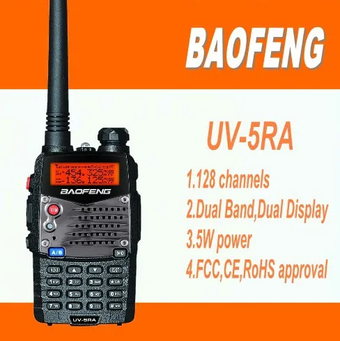 DHL Бесплатная доставка + BAOFENG UV-5RA UHF VHF Dual Band/Dual Watch 5 Вт 128 канальная двухсторонняя