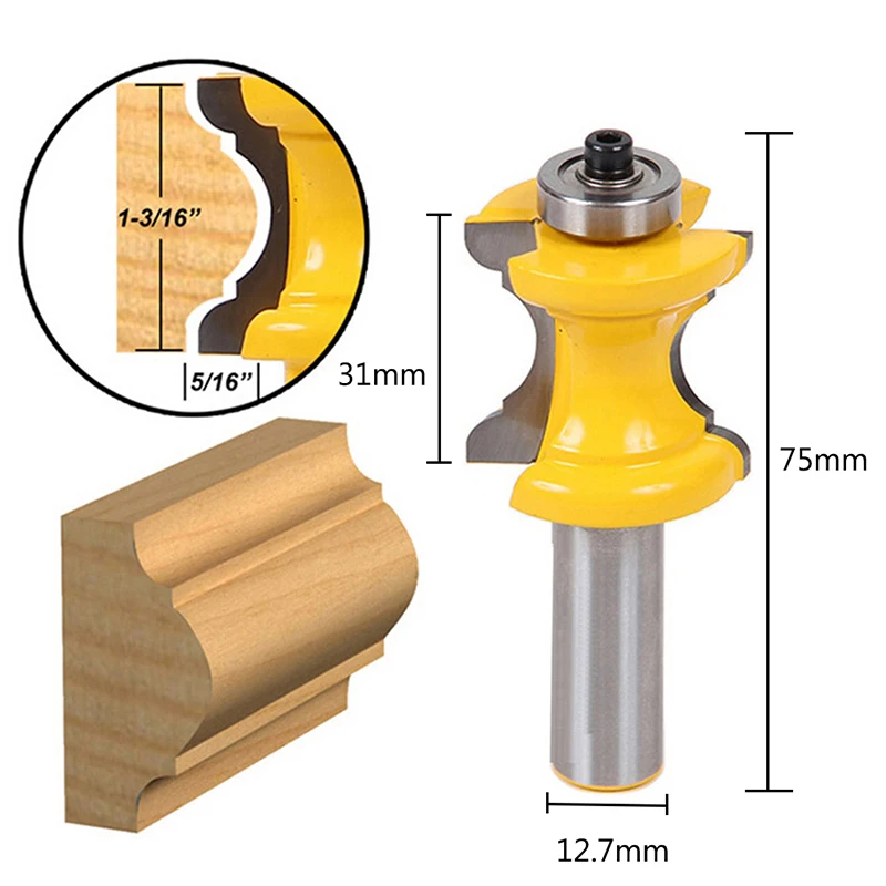 

1/2'' Shank Bullnose with Bead Column Face Molding Router Bit Woodworking Tool