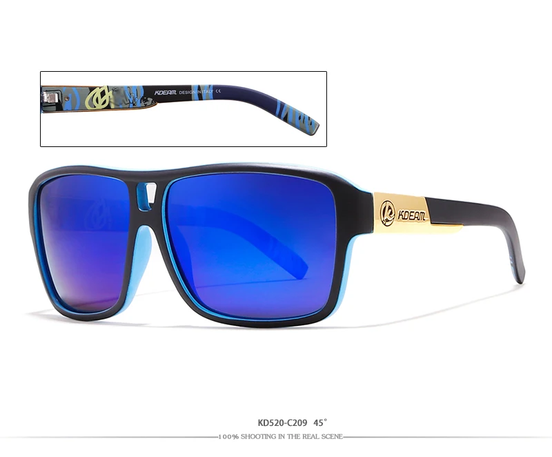 Поляризованные солнцезащитные очки для молодых парней, спортивные Брендовые мужские очки в стиле стимпанк, ударопрочные солнцезащитные очки для женщин, KDEAM CE - Цвет линз: C209