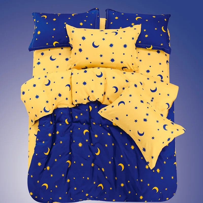 Moon and stars pattern,4Pcs Bedding Set ,Fashion , Full/King/Queen Size,Duvet Cover/Bed Spread/Pillowcases