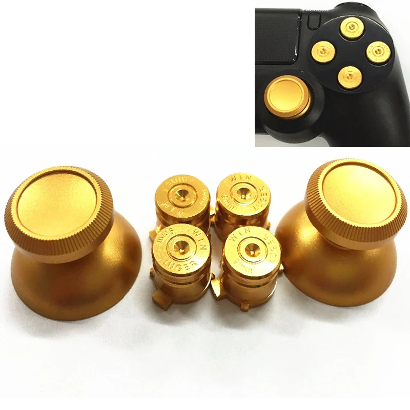 

Golden Aluminum Metal Bullet Button Analog Thumbstick Joystick Grip Cap For PlayStation 4 For PS4 Gamepad Controller Accessories