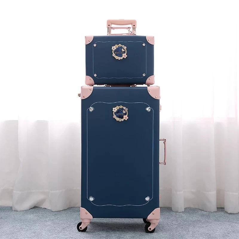 Retro Rolling Luggage Spinner Vintage Leather Trolley Suitcase with Wheel Women Trolley Travel Bag Men Carry On Luggage