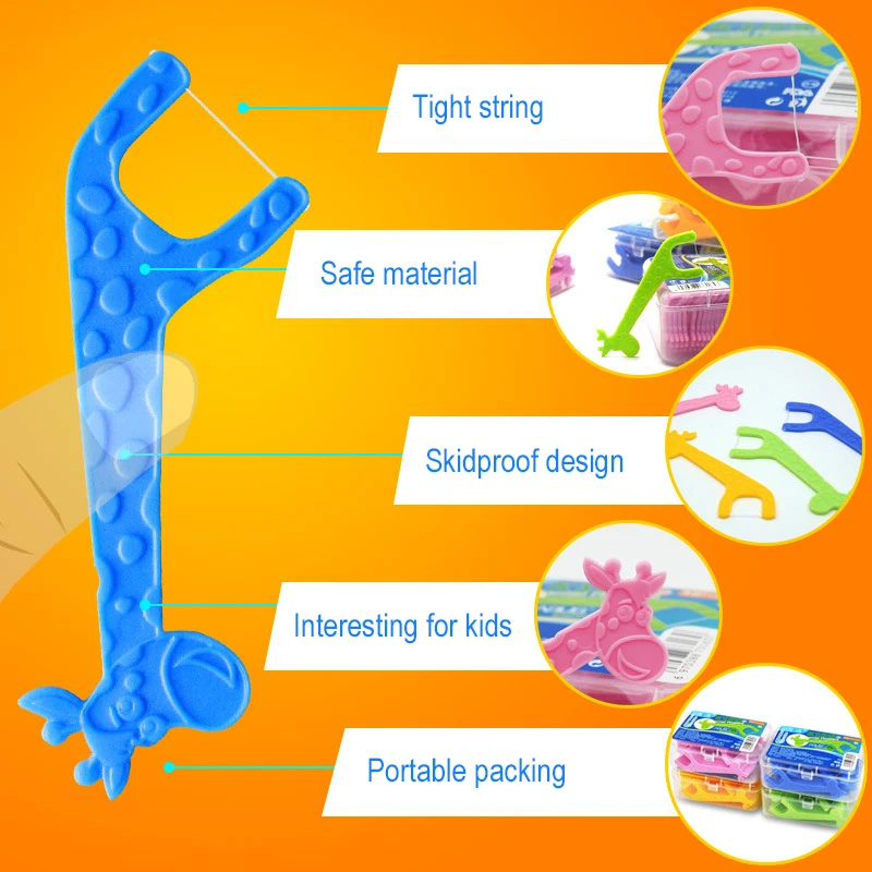 Детские милые зубные нити, Детские Мультяшные зубочистки, зубочистки для чистки зубов, уход за полостью рта, 40 шт./лот
