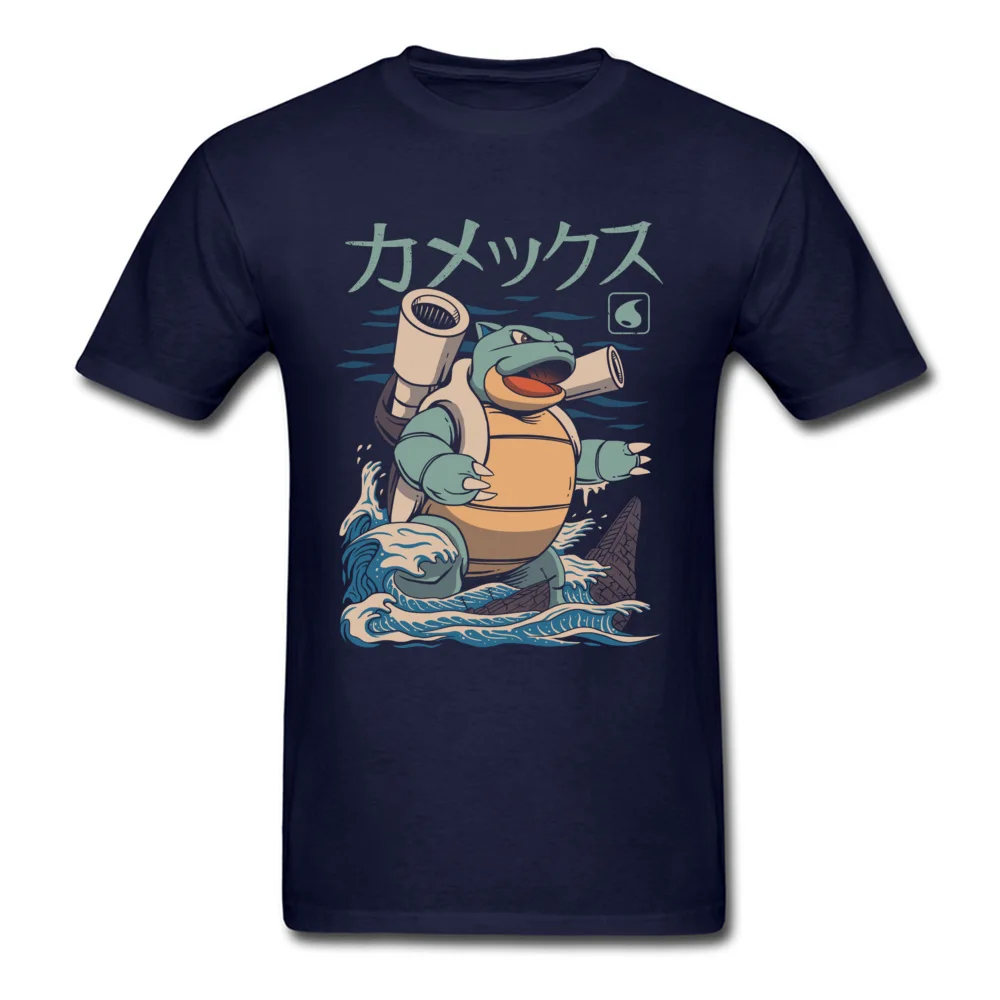 Water Kaiju Cotton Fabric Tops Shirts for Students Print T Shirt Casual Graphic Round Collar Sweatshirts Short Sleeve Water Kaiju navy