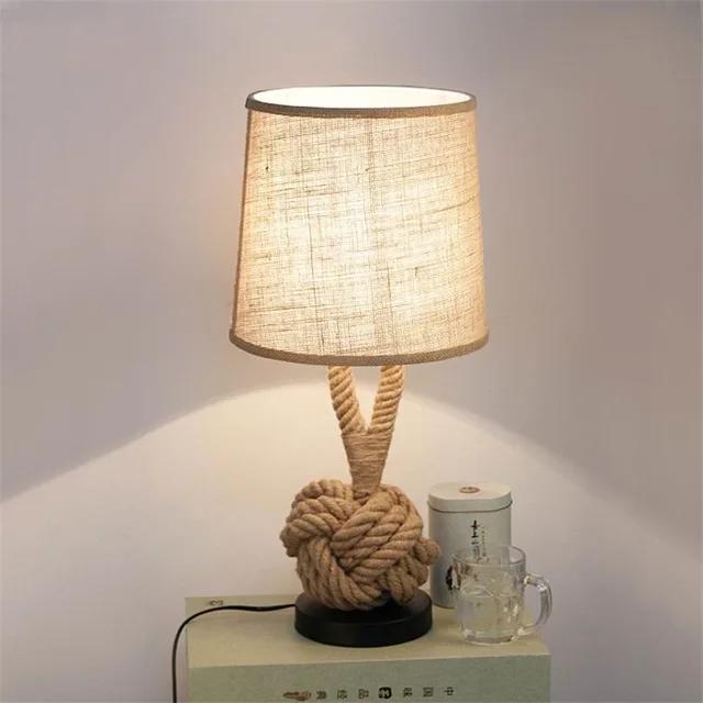 American rope vintage industrial table lamps for living room Led Bed