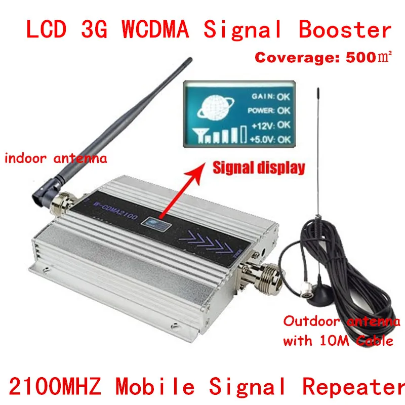 

Hot ! LCD Family WCDMA UMTS 3G 2100 MHz 2100MHz Mobile Phone Signal Booster Repeater Cell Phone Amplifier with Antenna+10M Cable