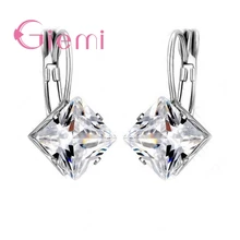 925 пробы серебро щедрый геометрический Форма квадратные кубические циркониевые серьги с кристаллами Свадебная церемония, вечеринка украшения