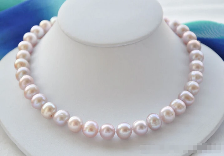

free shipping >>Z5411 NATURAL 17" 12mm ROUND lavender freshwater PEARL NECKLACE /20
