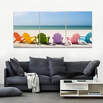 

Canvas Paintings Colorful Folding Seat Seaview Modern Wall Art Giclee Canvas Prints Artwork Landscape Ocean Sea Beach Pictures