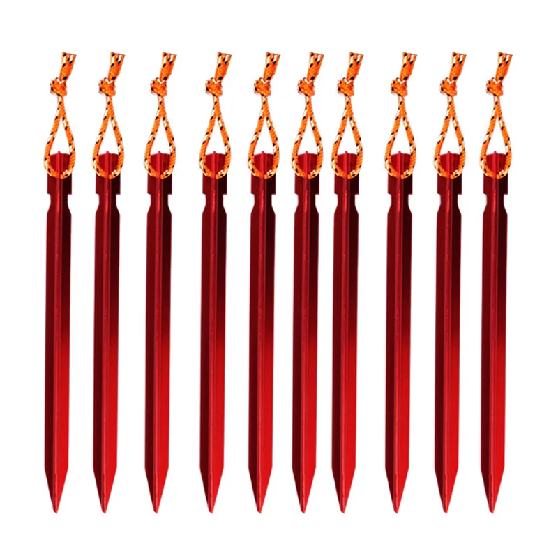 

Newly 10 Pcs Tent Peg Nail Aluminium Alloy Stake with Rope Camping Equipment Outdoor Traveling Supplies