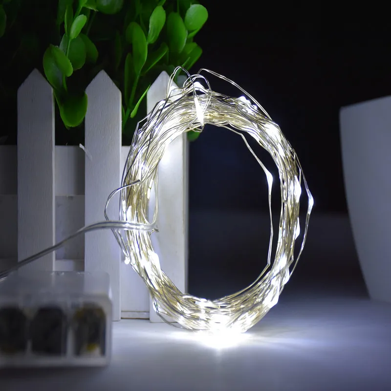 10 м 100 led на батарейках светодиодные гирлянды медная проволока сказочные огни