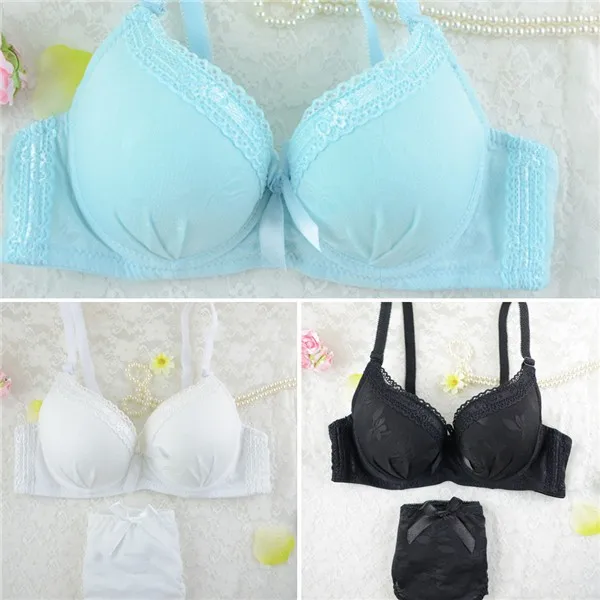 bra sets Low Price! Vintage Women/ Girl Lovely Lace Underwear Suit Push Up Bra Sets Lingerie Solid Wholesale Lady black lace underwear set