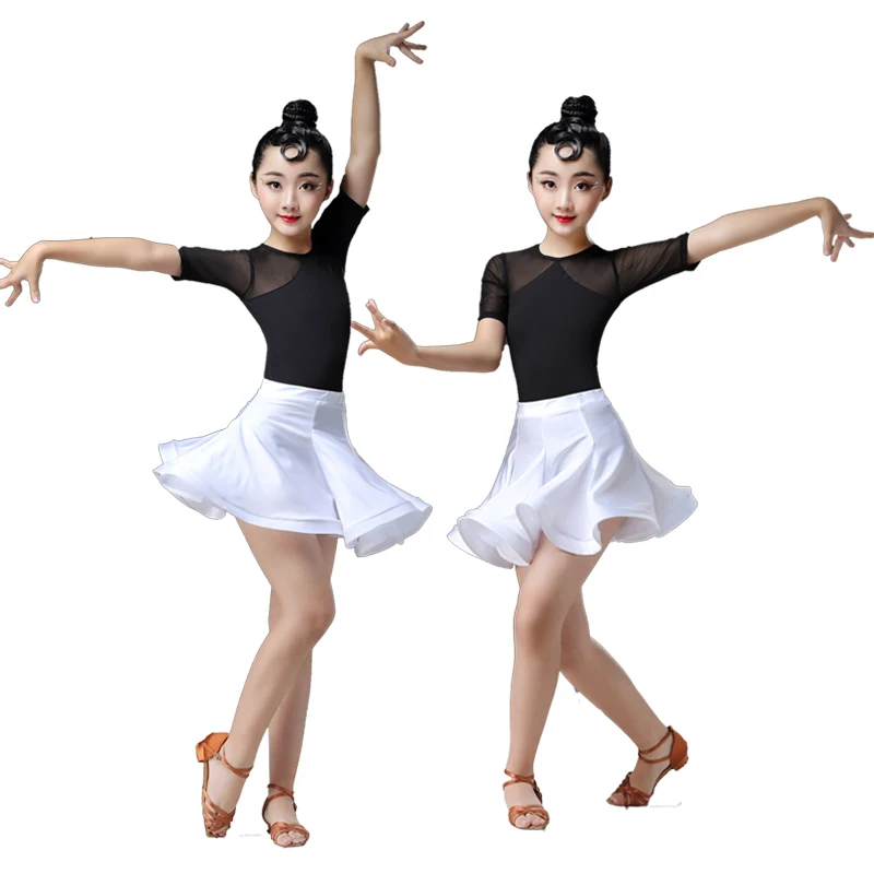 

Children Modern Latin Ballroom Party Dancing Dress Girls Salsa Rumba Tango Practice Dancewear Outfits Stage Wear Costumes