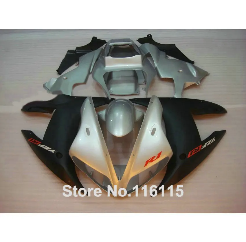 Комплект обтекателей для YAMAHA R1 2002 2003 матовые черные Серебряные обтекатели литье