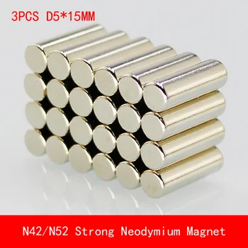 

3pcs/lot D5X15MM Strong Rare Earth Magnet Round Neodymium NdFeB Magnet N52 N45