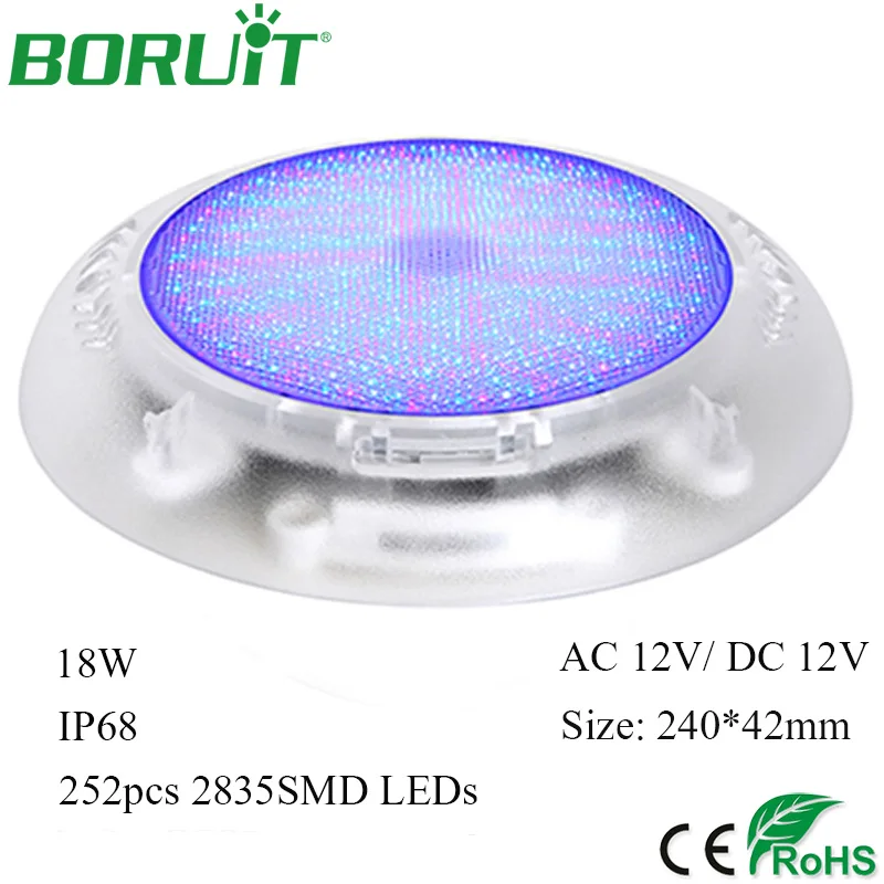 

BORUiT 18W RGB Swimming Pool Light 252 Colorful LEDs Underwater Lights for Pools Waterproof Square Park Landscape Fountain Light