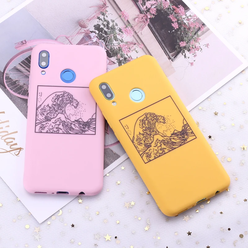 Силиконовый чехол для телефона Samsung S8 S9 S10 S10e S20 Plus Note 8 9 The Great Wave off Kanagawa карамельные