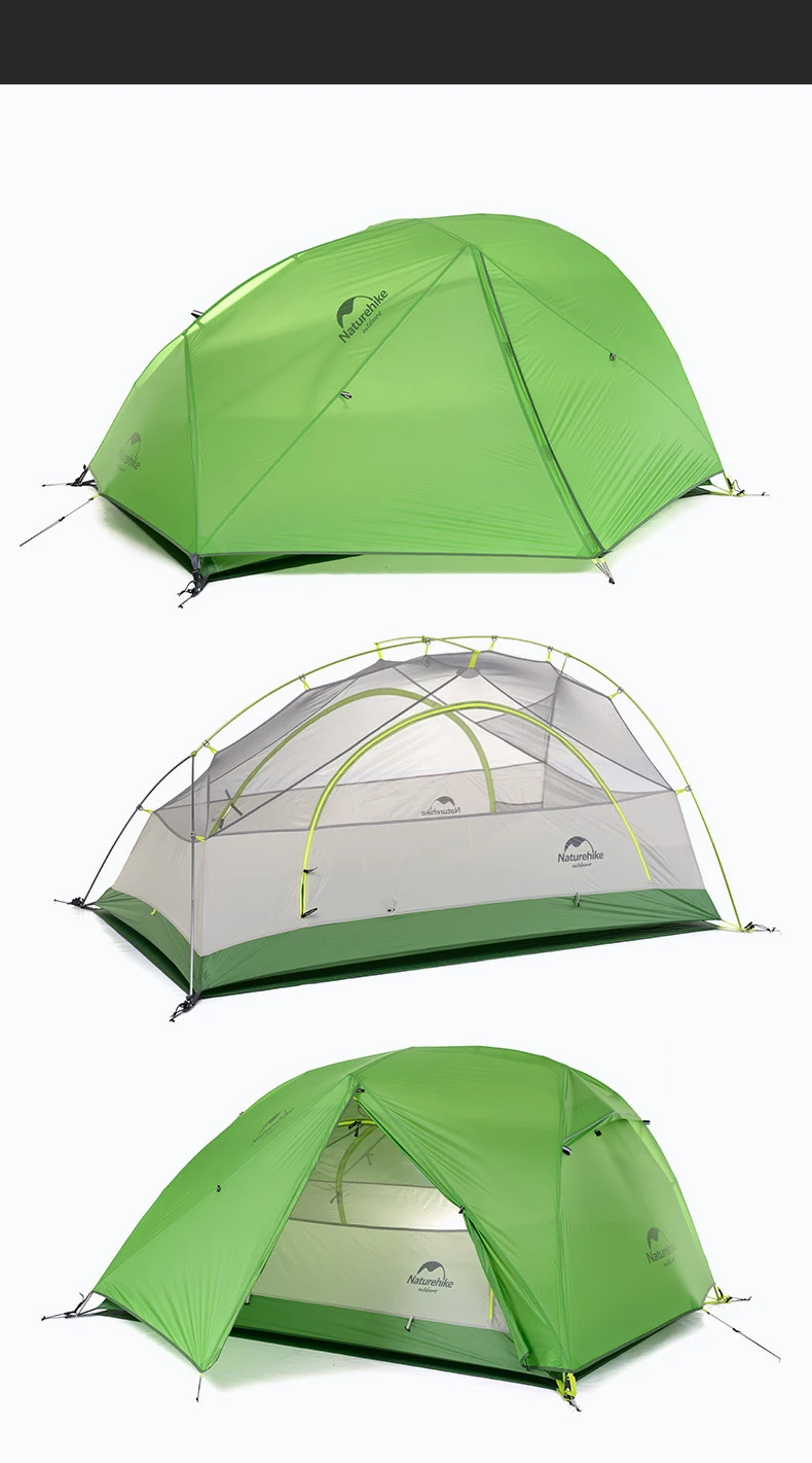 Naturehike звезда реки палатка 20D силиконовые ткань Сверхлегкий 2 человек двухслойные Алюминий стержень палатка с коврик NH17T012-T