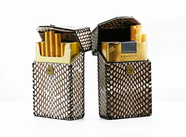 Ручной работы из натуральной кобры основной цвет кожаный чехол для сигарет набор Персонализированные 20 шт дымовая коробка магнит оснастки изысканный подарок