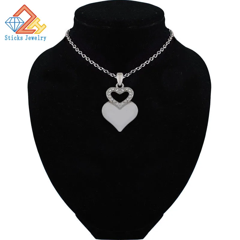 

Sticks jewelry White K Plated Stellux Crystals Heart Pendant Necklace for Valentine's Day Gift of Love DZ00007